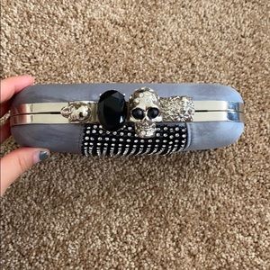 Studded, Silver Skull Clutch